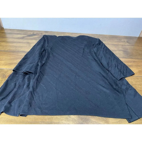 Ming Wang Black Striped Textured Cardigan Open Front Jacket Size Medium - Picture 10 of 12